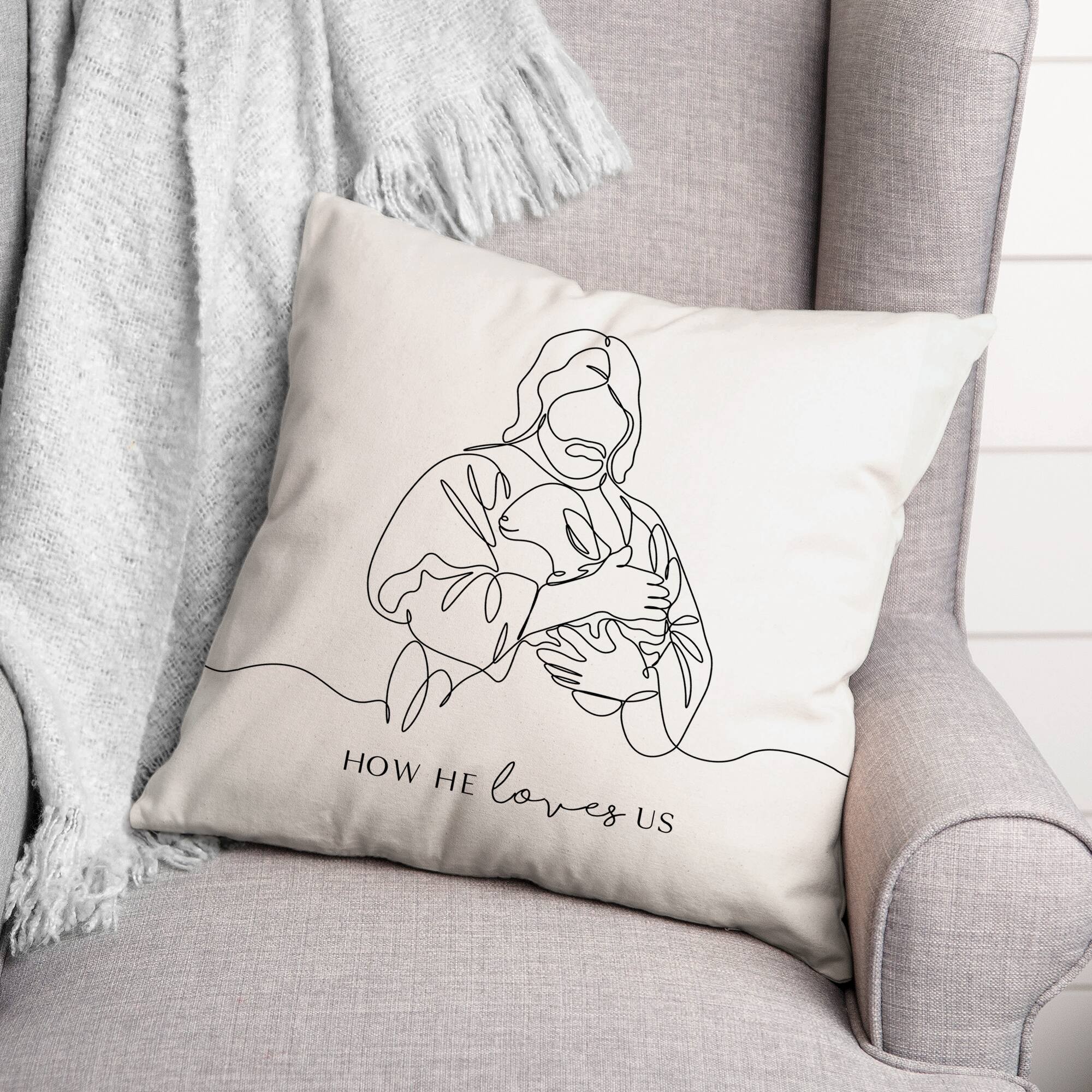 How He Loves Us Pillow 2 18" x 18" Throw Pillow